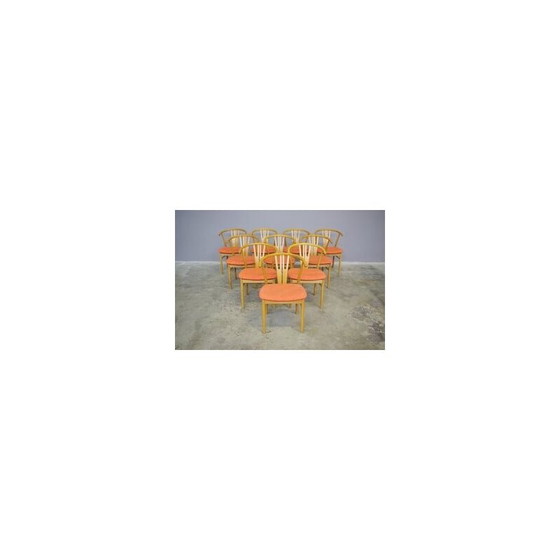 Image 1 of Set of 11 vintage oakwood and bentwood dining chairs, 1990s