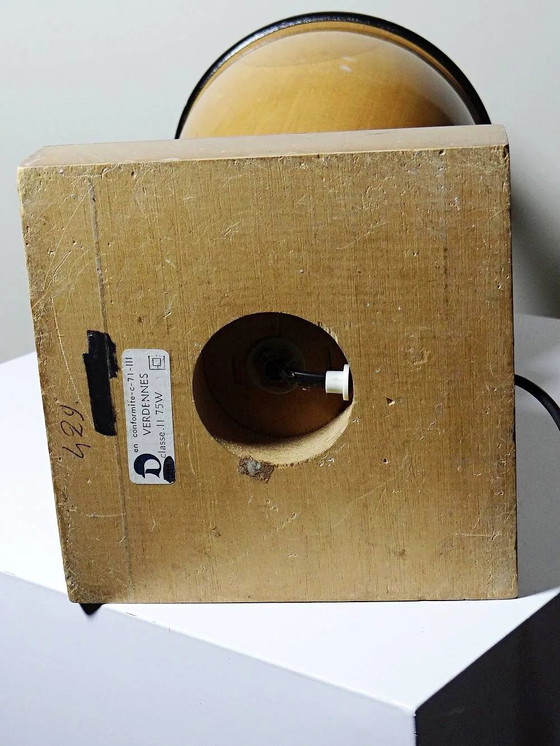 Large lamp Le Dauphin "Verdennes" turned wood, vintage 1970s – Table lamps, Mid Century Modern (photo 16 of 16)