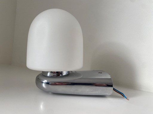 Vintage Dietsche Wandlamp - Muurlamp - jaren '80 - chroom & opaalglas