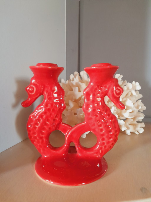 Bitossi Italian ceramic seahorse candle holder