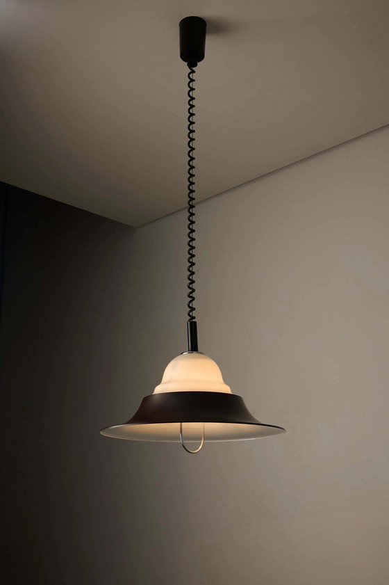 Brown and Opal Glass Model 7565 Adjustable Pull-Down Lamp by Cosack, Cosack Leuchten, Ceiling lights, Chrome (photo 3 of 6)