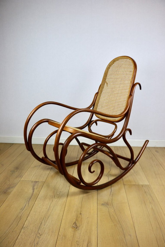 Image 1 of Rocking chair on runners, original light brown, 1970s - perfect like new