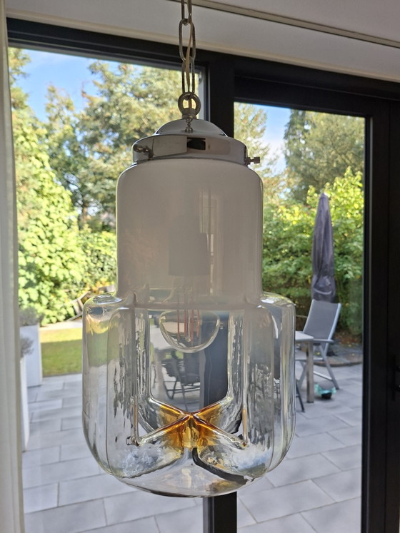 Lampada a sospensione Murano Mazzega, paralume in vetro, cromo, Space Age – Illuminazione, Metallo (photo 2 of 4)