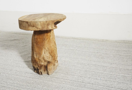 Taburete de Raíz de Teca, Mesa Auxiliar Escultórica de Madera Natural, Soporte Rústico Orgánico Wabi Sabi de (foto 9 de 16)