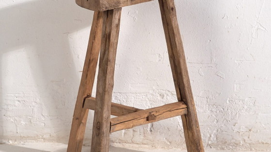 Antique crescent-shaped stool (c.1900) #2 (photo 3 of 35)