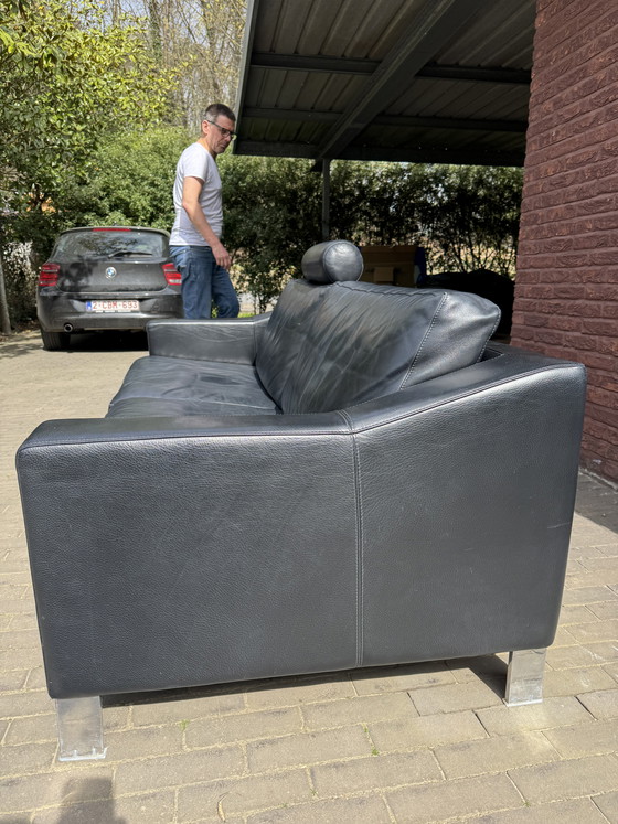 Image 1 of 2x Leolux three-seater leather sofas
