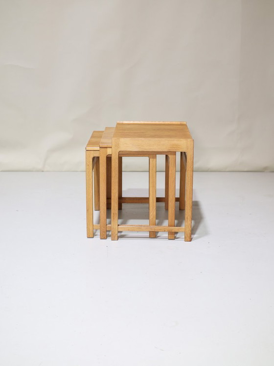 Image 1 of Nesting tables oak side tables Danish vintage