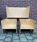 Van Dijk table, bench and chairs