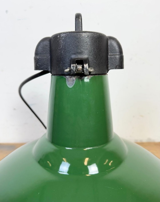 Image 1 of Industrial Green Enamel Factory Pendant Lamp, 1960s