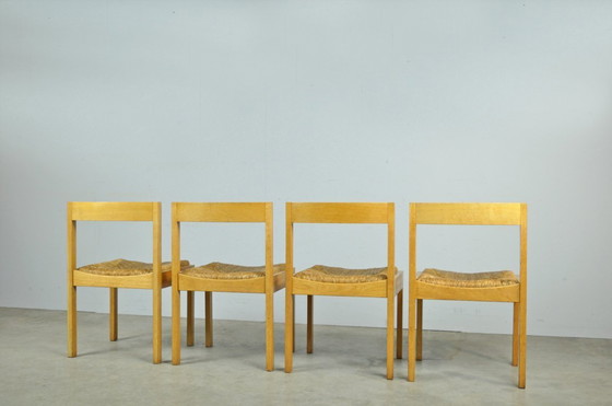 Image 1 of Vintage oak dining chairs with wicker seats, DUTCH DESIGN by Gerard Geytenbeek, 1960s