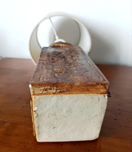 Image 1 of Vintage geglazuurd aardewerk lamp