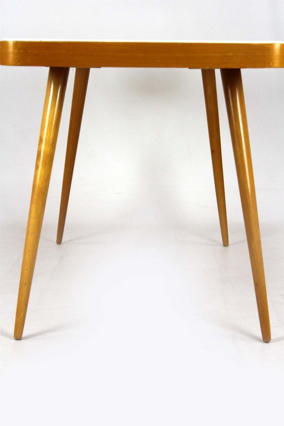 Image 1 of Mid-Century Modern Coffee Table with White Glass Top from Cesky Nabytek, 1960s