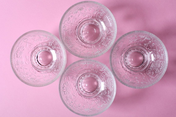 Image 1 of Set of 4 Mid-Century Pressed Glass Dessert Bowls Cibulak by Pavel Panek / 1977