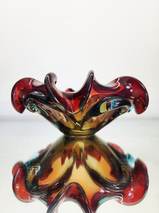Image 1 of Bol de cristal multicolor de Murano, técnica Somserso, Italia, década de 1970.