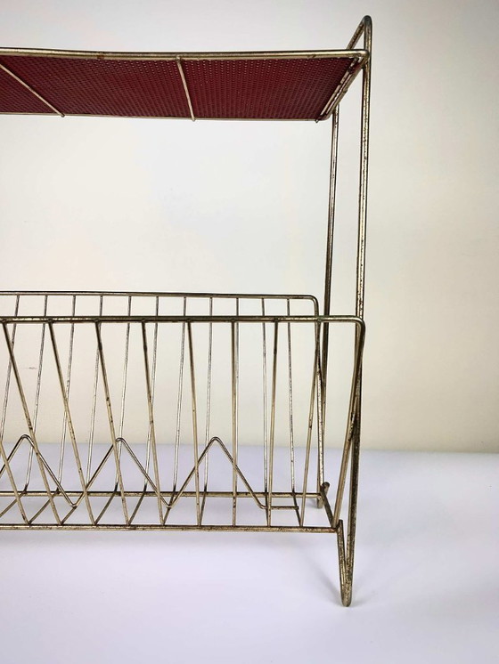 Image 1 of Portagiornali vintage anni '60 - Metallo oro e rosso