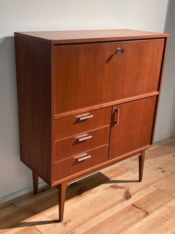 Image 1 of Vintage secretaire in teak, midboard sixties