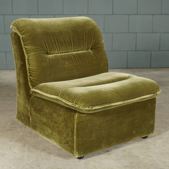 Image 1 of Divano modulare di metà secolo – velluto verde – anni '70