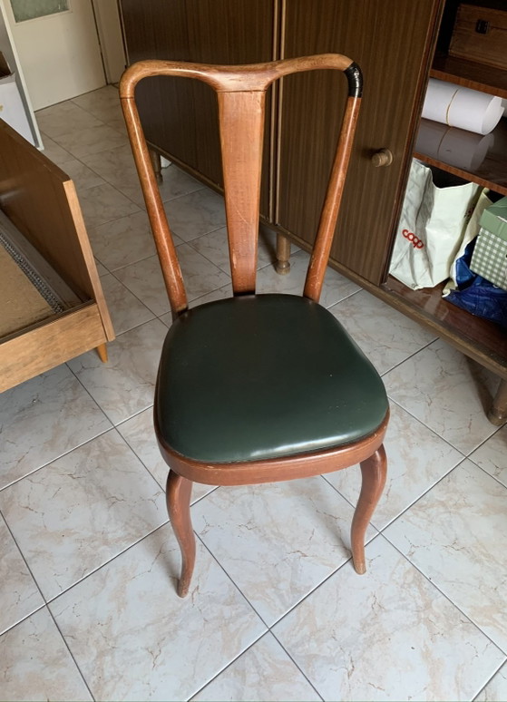 4 stoelen uit de jaren 1950 – Eetkamerstoelen, Wood, Skai (photo 5 of 5)