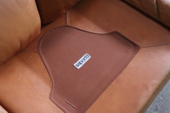 Image 1 of Vertrouwelijke bank van Alberto Rosselli voor Saporiti in cognac leer, Italië jaren 70