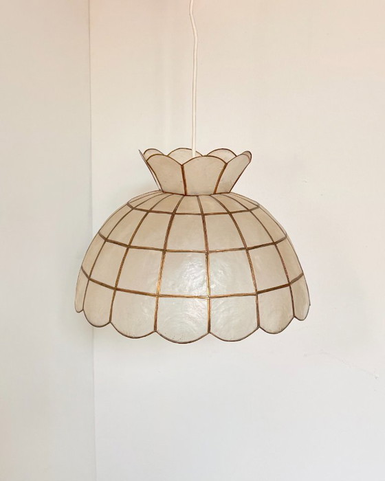 Suspension Vintage En Nacre Et Laiton, France 1970 – Brass (photo 5 of 5)