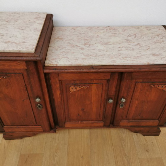 Image 1 of Antique TV cabinet television cabinet sideboard wall cabinet with marble top