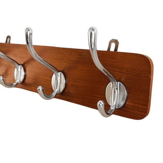 Image 1 of Porte-manteau vintage danois en teck chromé, années 1960