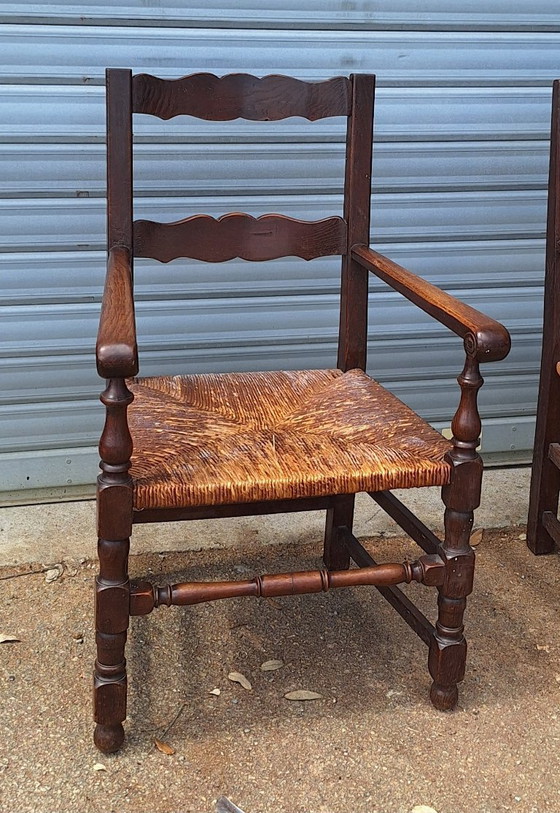 Image 1 of Coppia di poltrone rustiche in legno e paglia