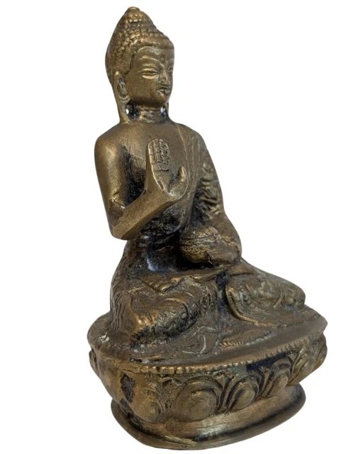 Kleine bronzen Boeddha in Abhaya mudra - Nepal – Beeldhouwkunst (photo 2 of 7)
