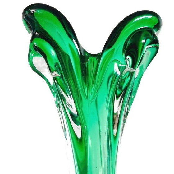 Vintage Mid-Century Murano Glass Tree Trunk Vase Green 1970s (photo 6 of 12)