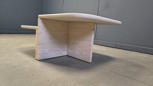 Pair of vintage travertine coffee tables or side tables, 1970s