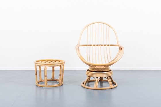 Image 1 of Fauteuil lounge vintage en bambou