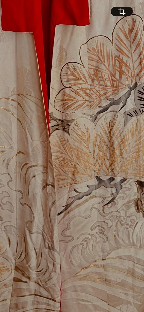 Vintage Japanese silk bridal kimono, hand-painted with cranes – Decorative Objects, Textile (photo 5 of 8)