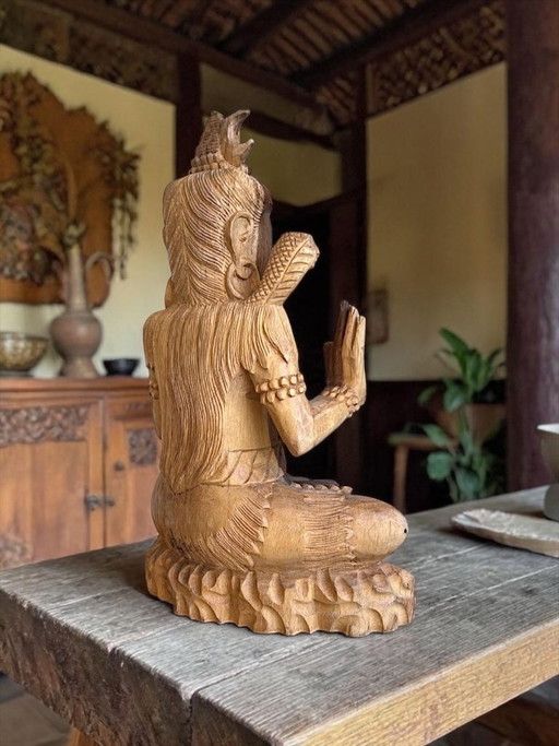 Sculpture de Bouddha en bois faite à la main – Statue décorative – 52 cm – decoratieve objecten, Wood (photo 2 of 5)