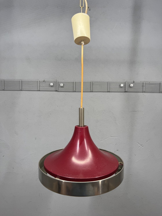 Image 1 of Red metal pendant lamp 1960s