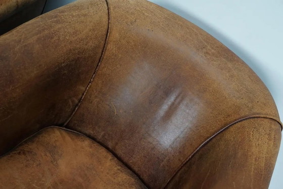 Image 1 of Vintage Nederlandse cognackleurige leren clubfauteuils, set van 2