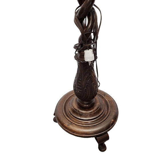 Image 1 of Vintage turned wooden floor lamp, 1950s/60s