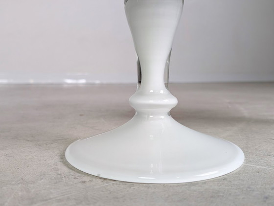 Image 1 of Set of 2 vases, goblets, glasses, white, mid-century, frosted glass, vintage 1970s