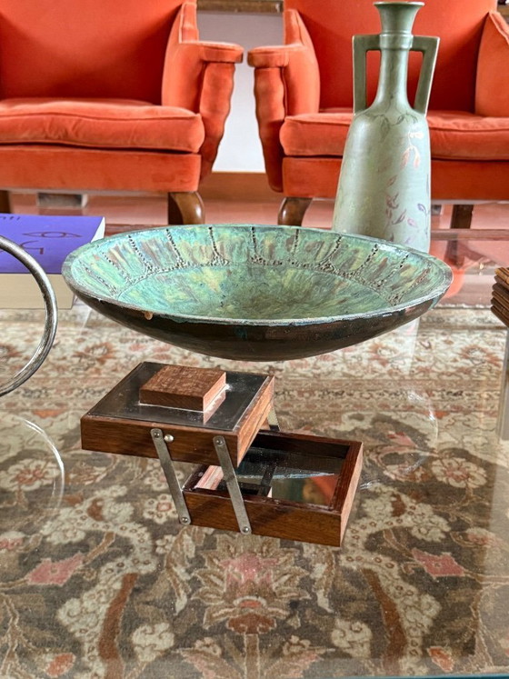 Image 1 of Mid-century mirrored wood cigarette box, France 1960