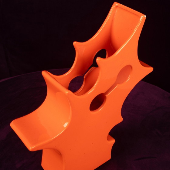 Abstract Oranje Keramische Sculpturale Vaas, Postmodern Space Age, Italië, 1980 – Vazen, Ceramic (photo 13 of 19)