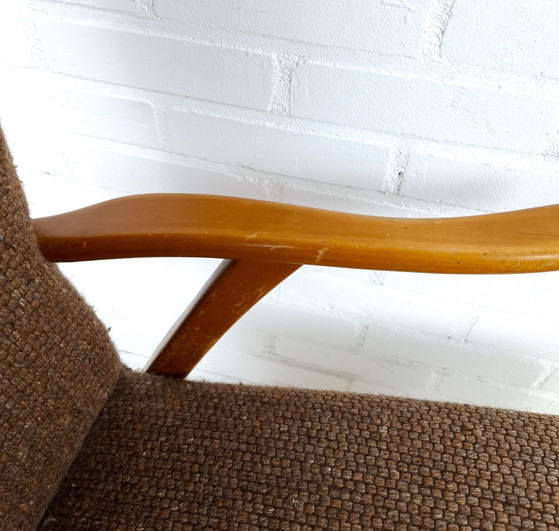 Vintage Wingback Armchair 60s/70s Mid Century Modern – Gold, Textile (photo 10 of 11)