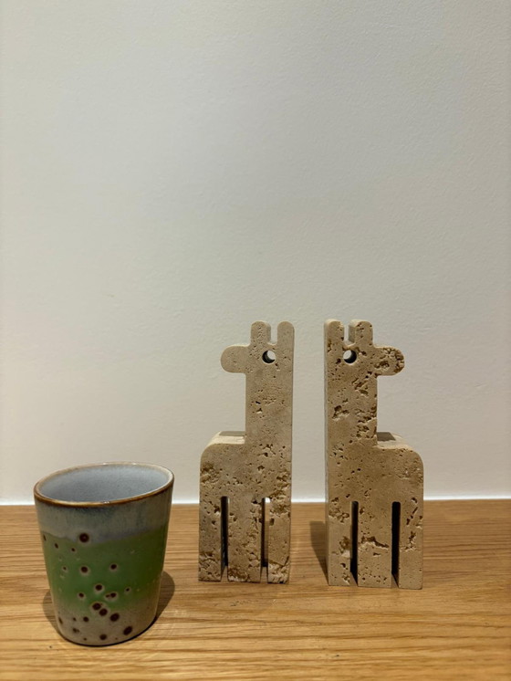 Image 1 of Pair of travertine giraffes, Fratelli Mannelli, Italy, 1970s