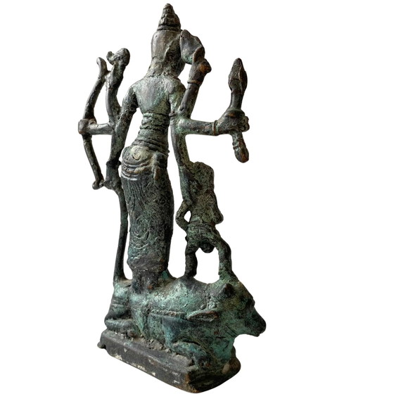 Authentique statue antique en bronze – Durga Mahishasuramardini – Période Majapahit – Sculptures (photo 4 of 9)