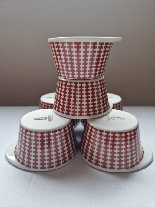 6 x porcelain souffle molds. Lukull.Schonwald Germany .1950-1970 