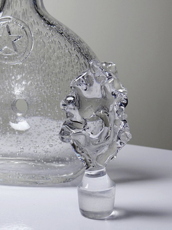 Image 1 of Carafe à cognac Daum France croix de Lorraine en cristal bullé, années 1960-70