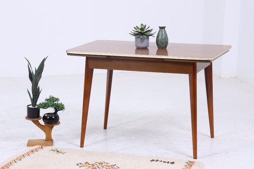 Vintage kitchen table 60s | Mid - Century dining table extendable table retro 70s wood #07-03