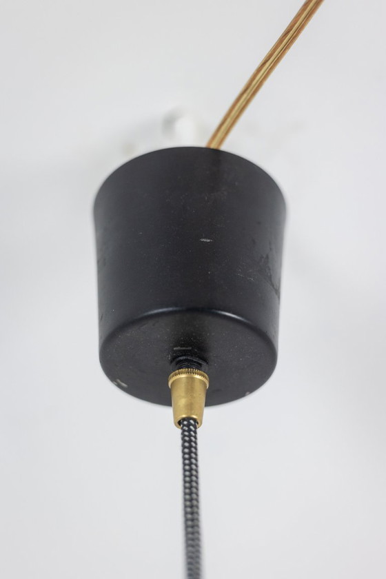 Image 1 of Suspension en métal laqué noir et chromé. Années 1960.