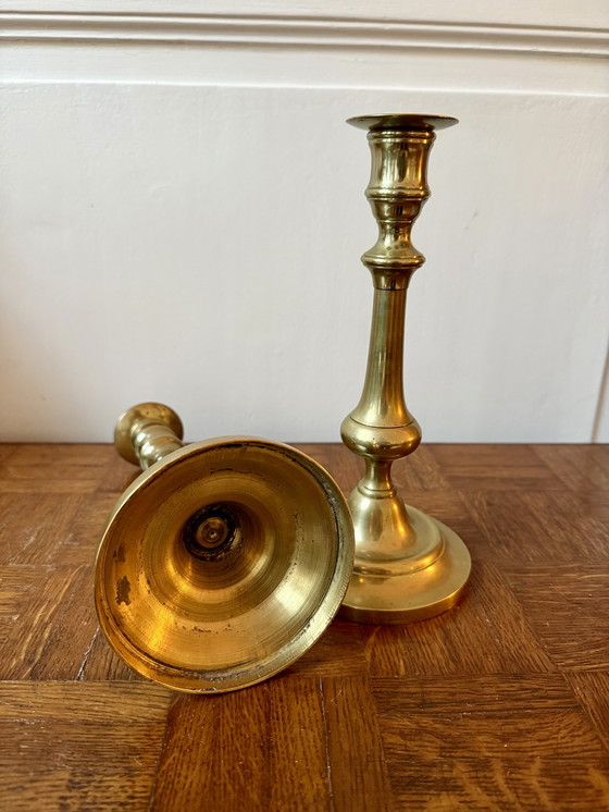 Image 1 of Coppia di candelieri in ottone dorato