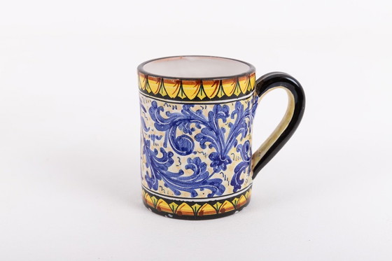 Image 1 of Italiaans aardewerk servies uit Caltagirone, jaren 80, Sicilië