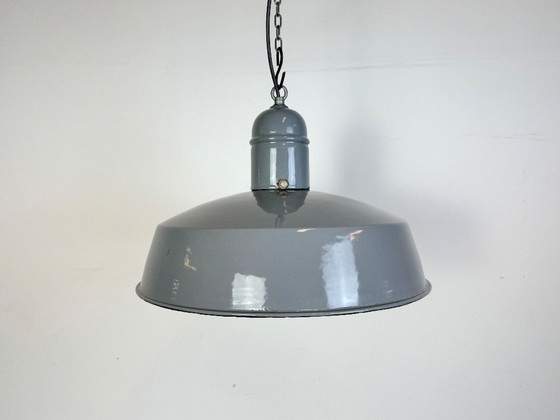 Image 1 of Suspension industrielle en émail gris, années 1960