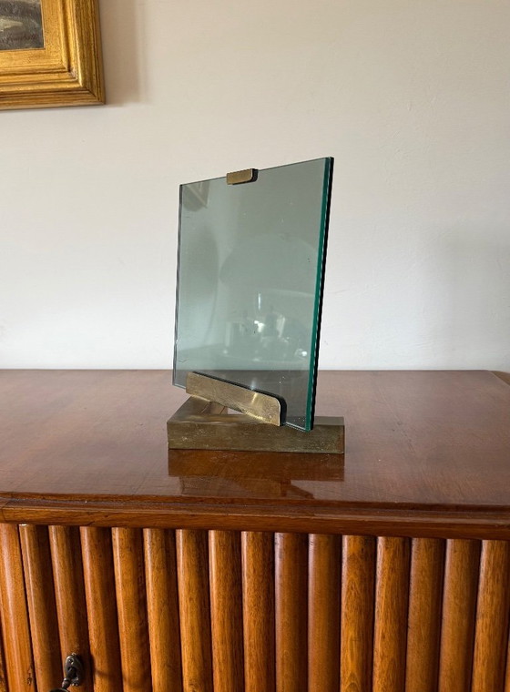 Image 1 of Bilderrahmen aus Messing und Glas im Hollywood-Regency-Stil, nach Art von Gabriella Crespi, Italien, 1970er Jahre